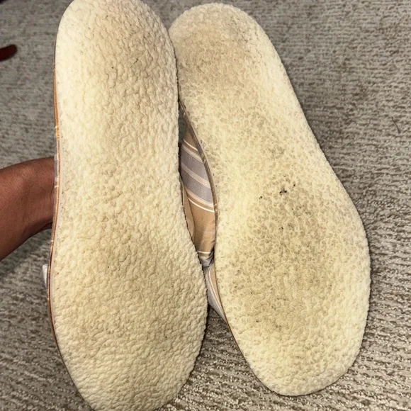 Zara fabric padded strap beige blue printed Striped sandals slides Shoes 41 - Picture 5 of 6